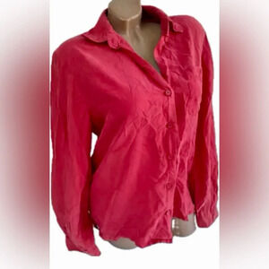 XL pink button up fancy casual top Barbie core business